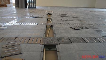 Running Flex Conduit in a Cable Raceway Flex Conduit (Power Wires) Routed Inside Netfloor USA Cable Management Floor